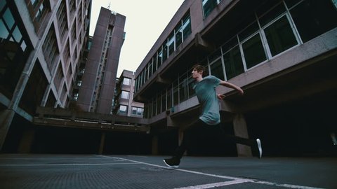 Free running gymnastic acrobat super slow motion