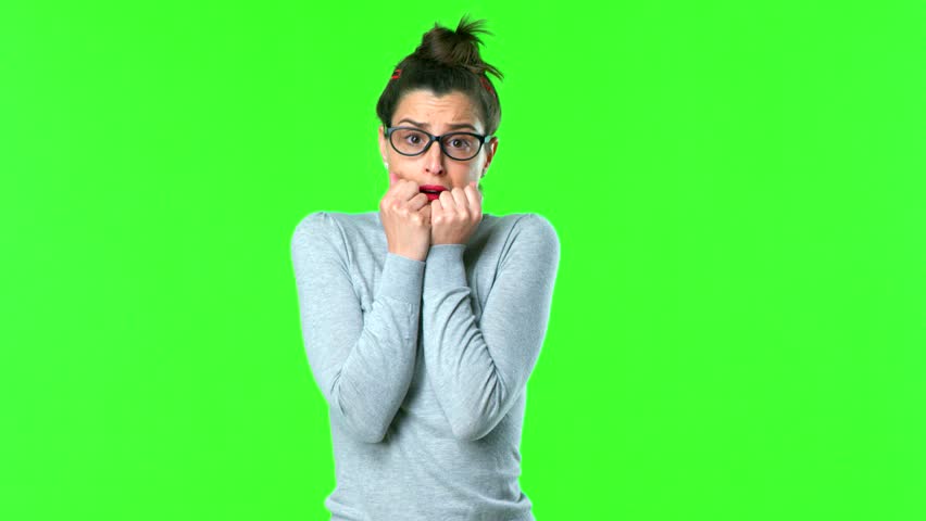 young pretty woman scared expression