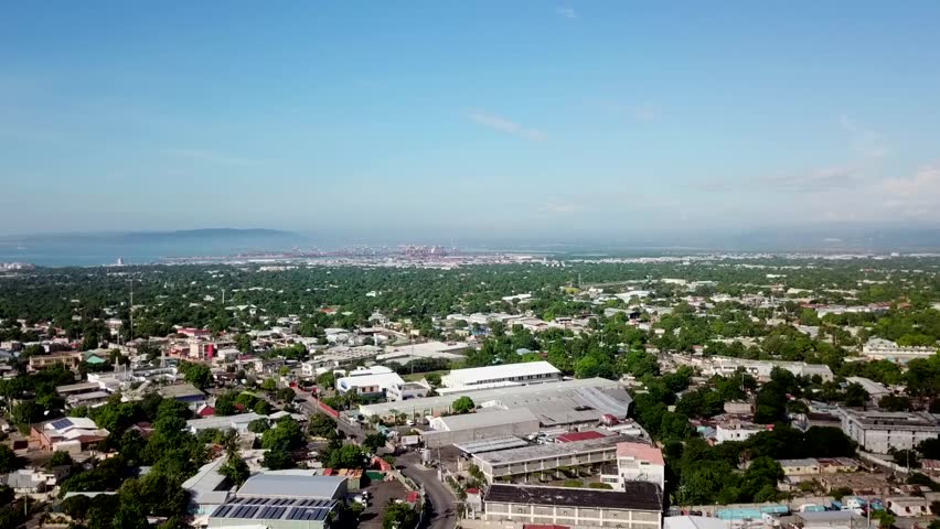 Beautiful Cinematic aerial view of Kingston Jamaica
