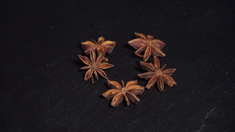 anise and cinnamon. badian. ingredients for warm wine, mulled wine. circular video