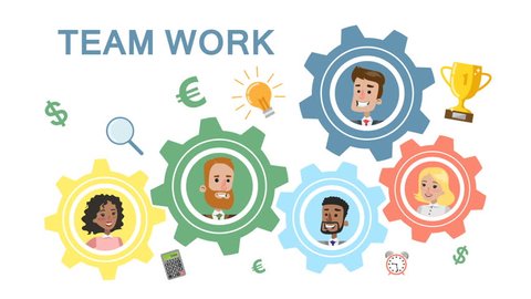 Cog Wheels Concept Teamwork Flat Animation Stock Footage Video (100% ...