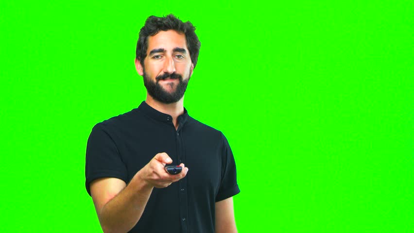 young crazy man with a remote control