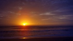 Beautiful video with natural sound. Sunset over the horizon. The tropical ocean.
