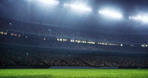 Professional sport stadium with gates and crowd. Stadium made in 3D.