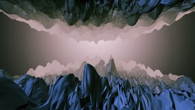 Low Poly Cave Tunnel Zoom at Glowing Light metaverse digital world game animated 3D Rendered Video. rendered natively. Realistic 3D animation with color and light effect