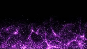 4K. Abstract violet Christmas motion background. Sparkles and round glitter bokeh particles and light. New year collection