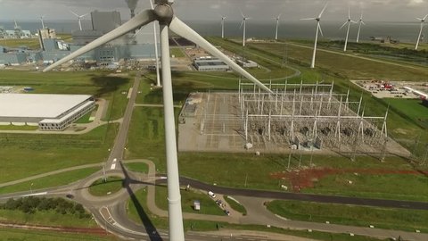 Power plant with wind turbines in the Netherlands