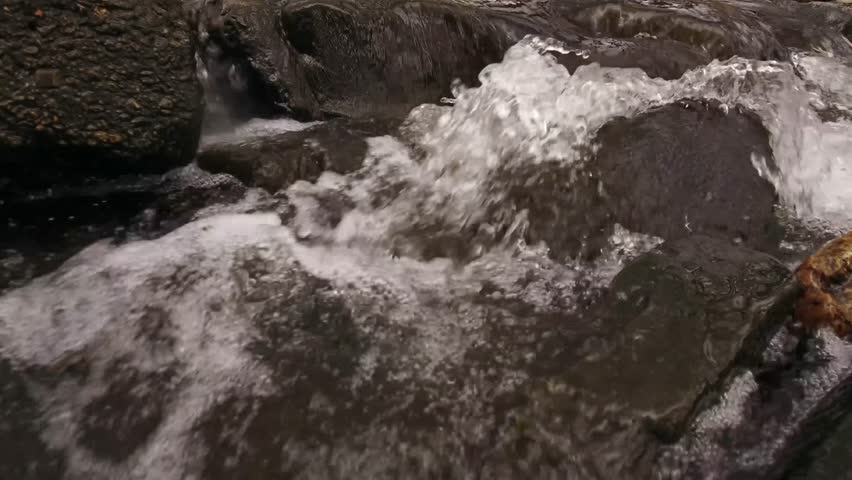 Small stream water flows over rocks