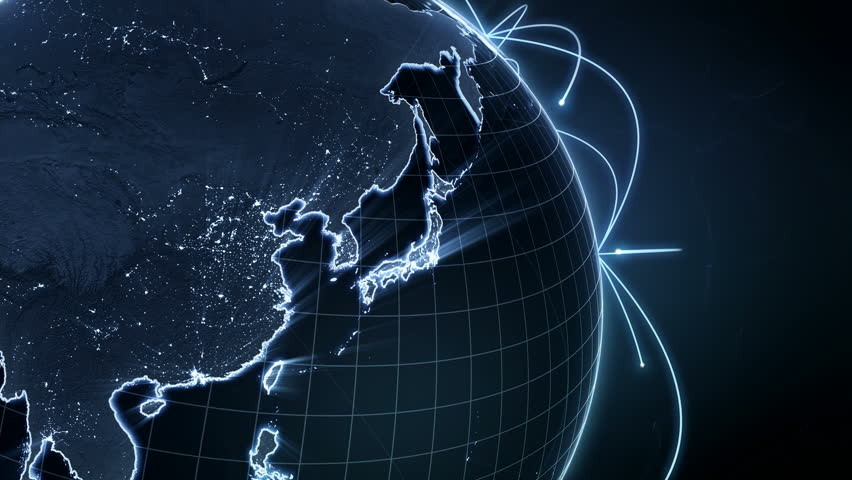 Growing global network. Internet and business concept. Connecting people all around the world. Close-up of Earth. Blue version. Seamless loop.  4K | Shutterstock HD Video #1009321340