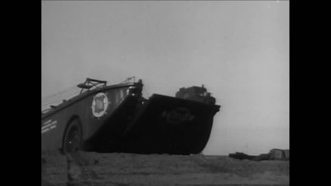 CIRCA 1950 - Trads amphibious vehicle is tested in the Korean War.