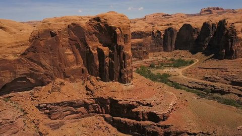 Aerial of the red mountains of Utah desert Arkivvideo