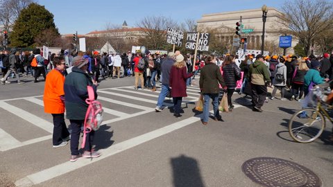 Washington, DC March 24, 2018. March of Our lives Protest in the streets, Washington DC, 3 Axis Gimbal
