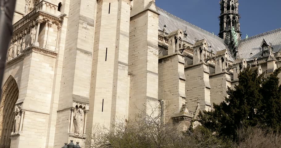 Notre-Dame de Paris timelapse. It is a medieval Catholic cathedral, is a medieval Catholic cathedral on the Île de la Cité in the fourth arrondissement of Paris, France.