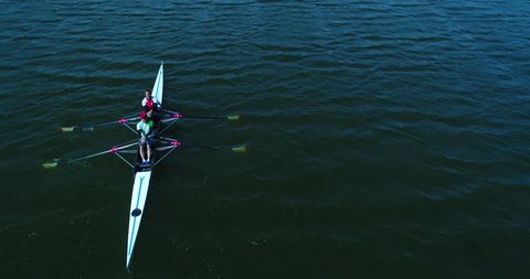Aerial follow rowing team practicing on 01 April, 2018 In Ankara
