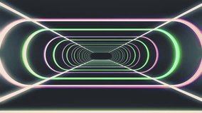 endless neon rib lights abstract cyber tunnel flight motion graphics animation background seamless loop new quality retro futuristic vintage style cool nice beautiful video footage