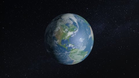 Spinning earth from America to Europe. 3D rendering. 