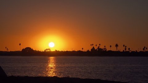 Professional video of Sunset in San Diego bay in 4K