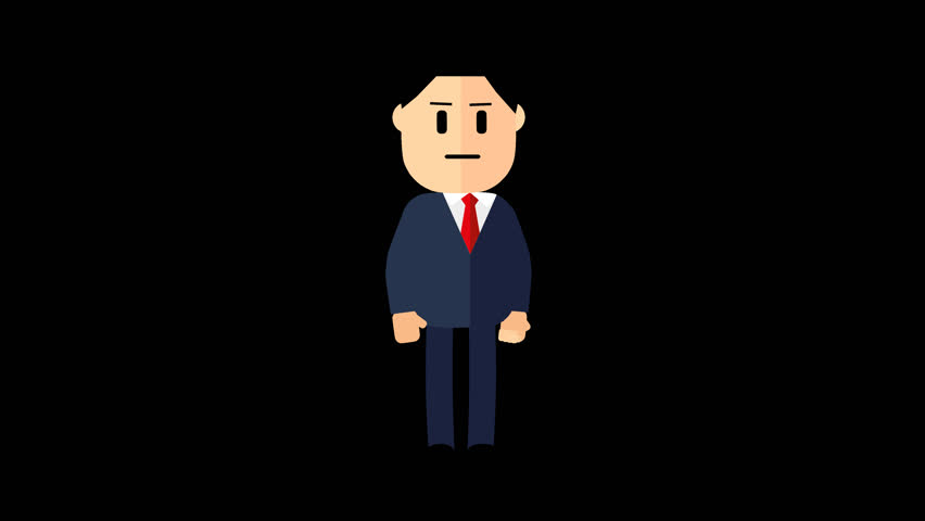 A cartoon man in a business suit is angry and waving his arms. footage, alpha channel. Angry man is shouting Royalty-Free Stock Footage #1009376405