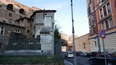 ROME, ITALY -  MARCH 18, 2018: Porta Salaria, ancient Roman gate part of the Aurelian Walls 