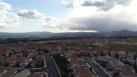 Southern CA Porter Ranch community after a early morning rain Stock Video