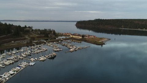 Port Ludlow marina & Resort on the Puget Sound Arkivvideo