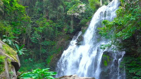 Picturesque Cascade Waterfall in Jungles. Doi inthanon National Park, Chiang Mai region, Thailand, able to loop