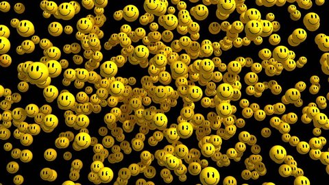 4K. Smiley Face Icon Explosion With Alpha Matte. 3D Animation.
