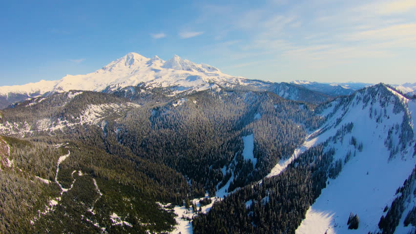 Mt Baker Washington North Cascades Aerial Footage Majestic Terrain Evergreen Pine Trees