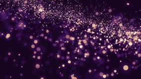 Space violet background with particles. Space pink dust with stars. Sunlight of beams and gloss of particles galaxies. Seamless loop.