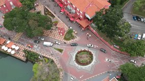 Aerial video of the Historical Melaka City, Malaysia