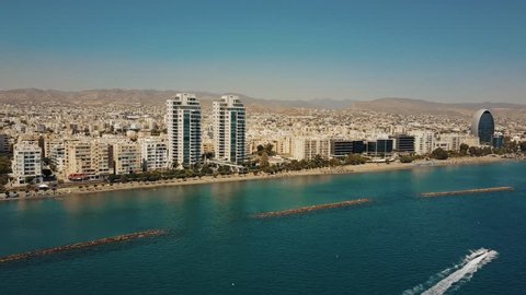 Aerial footage of Limassol, Cyprus