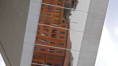 Vertical video. Reflection. National Museum of the XXI century (MAXXI). Rome, Italy - February 21, 2015: is a national museum of contemporary art and architecture