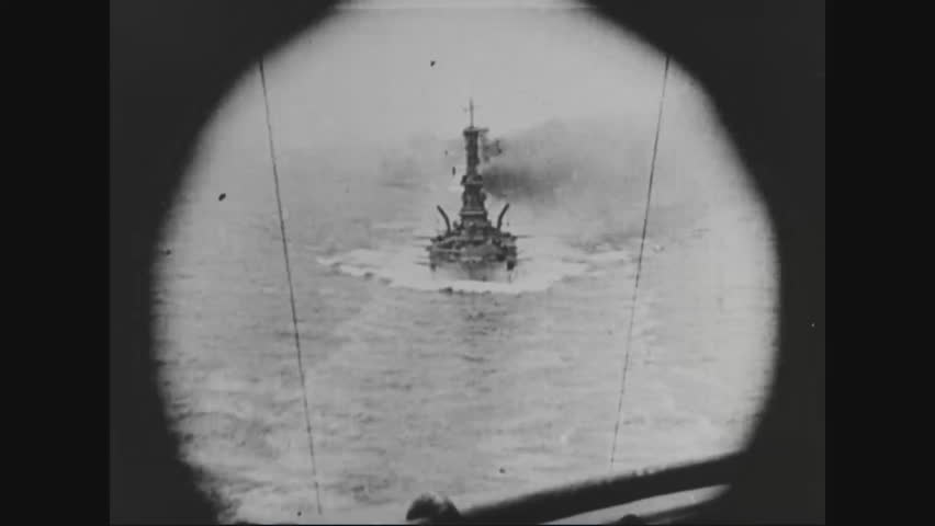 CIRCA 1917 - The artillery aboard a US warship is shown.