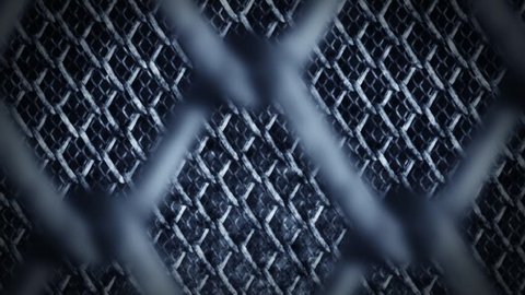 Metal Fence on a Dark Background, Wire Mesh CG Animation, Loop,