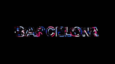 Letters are collected in city BARCELONA, then scattered into strips. Alpha channel Premultiplied - Matted with color black