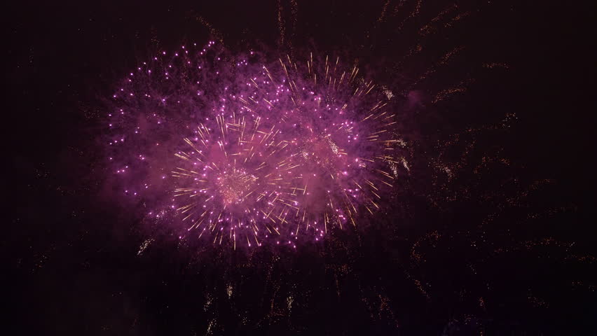 Professional video of fireworks show in 4K slow motion 60fps Royalty-Free Stock Footage #1009454033