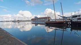 Boat harbour in Varberg, Sweden. Time lapse. 