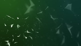 Abstract Plexus trangle background with slow moving and rotating triangles, particles, network lines and depth of field. Ideal for presentation, visuals, video wall, tech, science, web, lan, vj ...