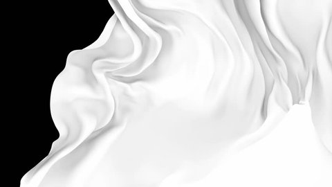 UHD 3D animated transition of the milky white waving cloth flies away revealing the background