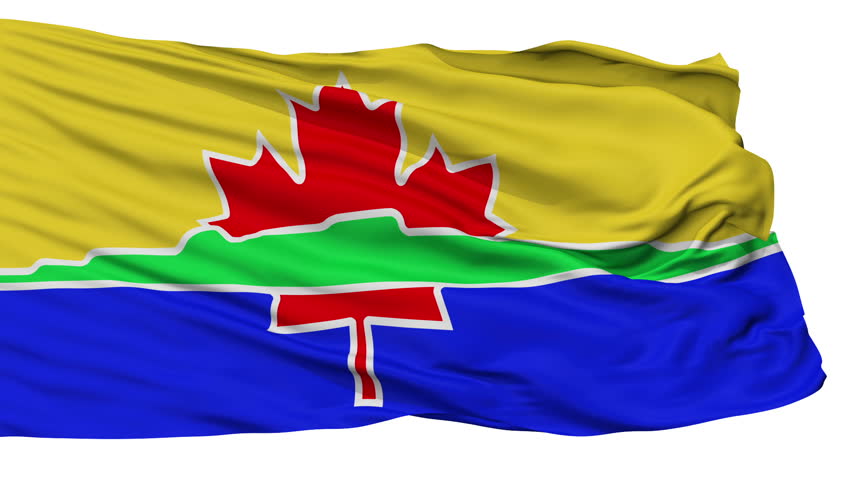 Thunder Bay flag, city of Canada, realistic animation isolated on white seamless loop - 10 seconds long (alpha channel is included)
