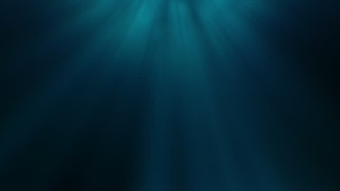 Deep Underwater Light Rays. Abstract light rays of sunshine through a soft blue-green background with a solemn and lonely feeling of being deep under water.