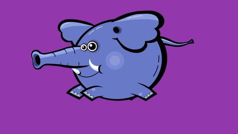 Cartoon elephant seamless transitions character with alpha – running, walking, turning