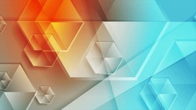 Blue and orange concept motion design with glossy hexagons. Seamless looping. Video animation Ultra HD 4K 3840x2160