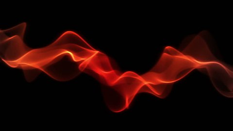 Smooth fiery red stream slowly flow on black background, with copy space.  Soft fiery flame waves in horizontal motion.  Animation, abstract illustration, seamless loop