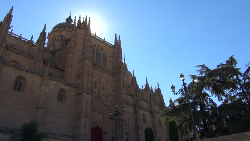 View of New Cathedral of Salamanca with Lamppost