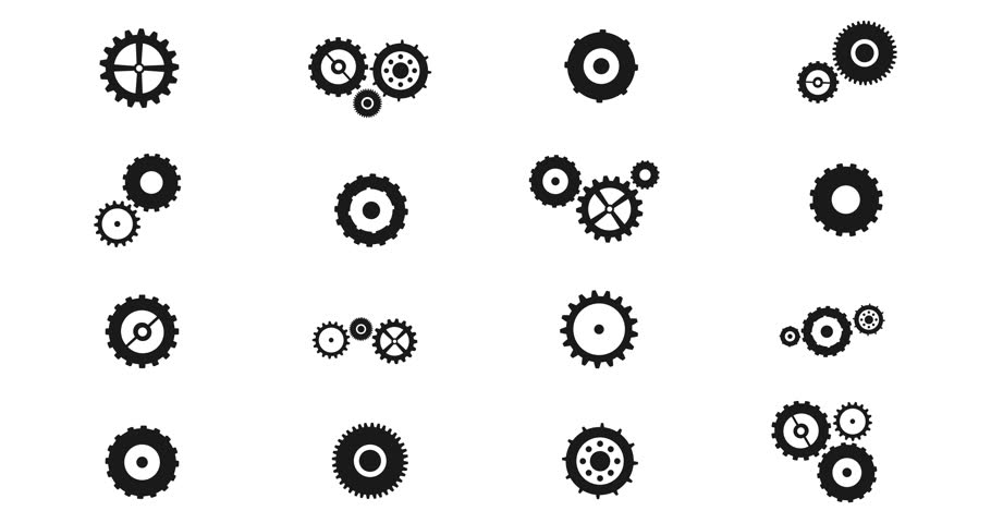 Cogs And Gears Spinning Icons With Alpha Channel