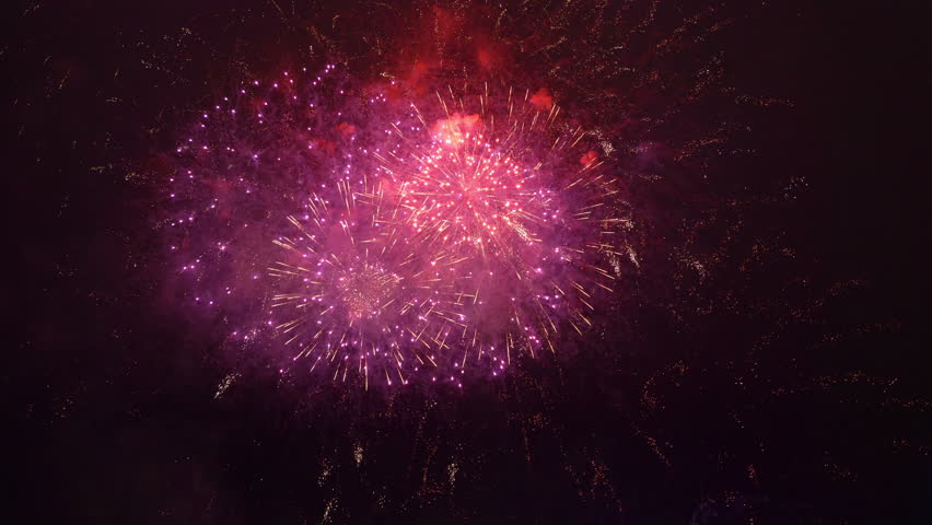 Professional video of fireworks show in 4K slow motion 60fps Royalty-Free Stock Footage #1009516526