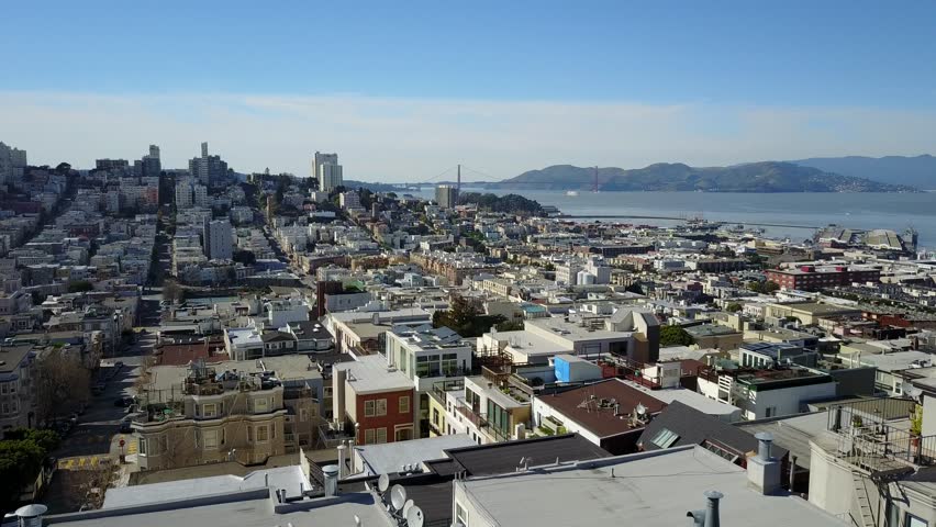 San Francisco California Aerial Footage Golden Gate Bridge