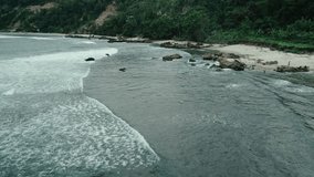 Aerial footage of NAMPU beach, South Yogyakarta, Indonesia - March, 2018