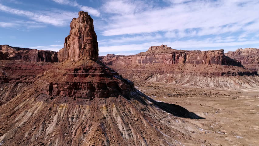 Aerial view of Bottleneck Peak in the Utah desert in the San Rafael Swell.